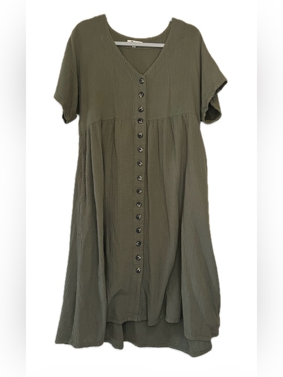 Madewell Dresses & Skirts - Madewell Light Spun Olive Green Button-Front Midi Dress
